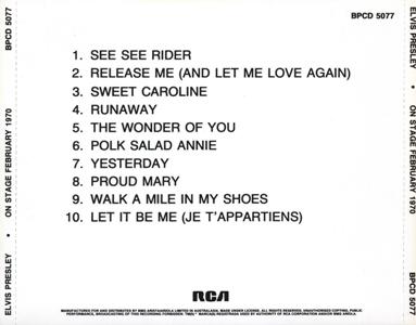 On Stage - Australia 1989 - BMG BPCD 5077 - Elvis Presley CD