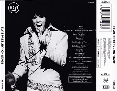 On Stage - Germany 1996 - BMG ND 90549 - elvis Presley CD