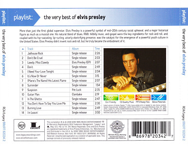 Playlist: The Very Best Of Elvis Presley - USA 2012 - Sony Legacy 88697 82034 2 - Elvis Presley CD