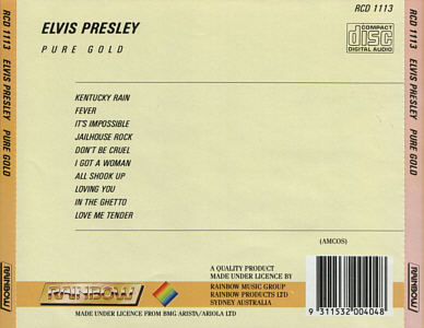 Pure Gold (clear centre) - Australian 1990 - BMG RCD 1113 - Elvis Presley CD