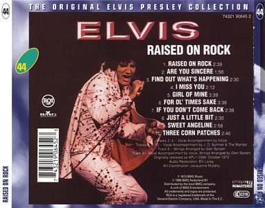 Raised On Rock - The Original Elvis Presley Collection Vol. 44 - EU 1999 - BMG 74321 90645 2 - Elvis Presley CD