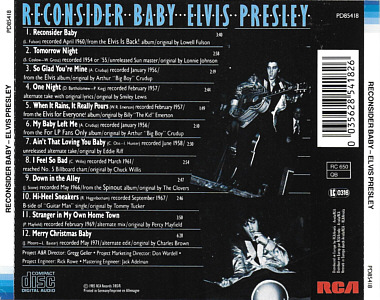 Reconsider Baby - Elvis Presley CD Reconsider Baby - Germany 1985 - RCA PD 85418 - Elvis Presley CD