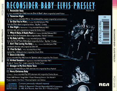 Reconsider Baby - USA 1986 - RCA PCD1-5418 - Elvis Presley CD