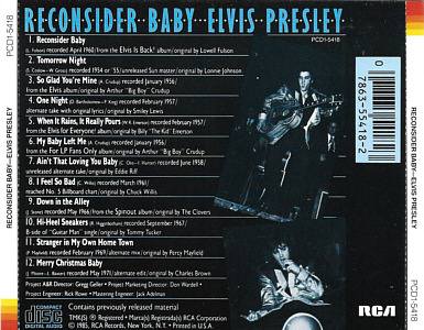 Reconsider Baby - USA 1988 - BMG  PCD1-5418 - Elvis Presley CD