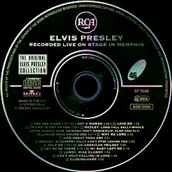 Elvis Recorded Live On Stage In Memphis - Elvis Presley CD Elvis Recorded Live On Stage In Memphis - The Original Elvis Presley Collection Vol. 46 - EU 1999 - BMG BMG 74321 90647 2