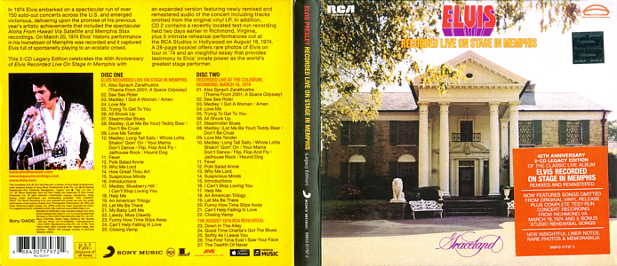 Elvis Recorded Live On Stage In Memphis - India 2014 - Legacy 88843017972