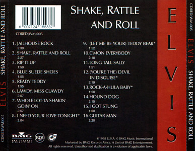 Shake, Rattle And Roll - South Africa 1989 - BMG CDRED(WM)005
