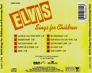 Elvis Sings For Children And Grownups Too! - Canada 1989 - BMG CAD1-2704