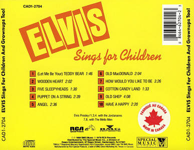 Elvis Sings For Children And Grownups Too! - Canada 1990 - BMG CAD1-2704 - Elvis Presley CD