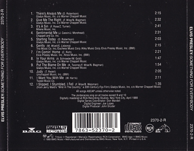 Something For Everybody - USA 1996 - BMG 2370-2-R - Elvis Presley CD