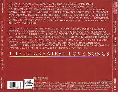 The 50 Greatest Love Songs - Sony-BMG 07863 68026 2 - India 2005