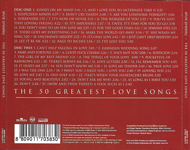 The 50 Greatest Love Songs - Korea 2001 - BMGRD 1519 / 07863 68026-2 - Elvis Presley CD