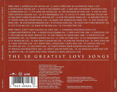 The 50 Greatest Love Songs - Malaysia 2004 - BMG 07863 68026-2