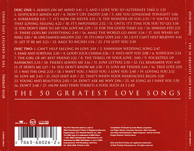 The 50 Greatest Love Songs - USA 2002 - BMG 07863 68026 2 - Elvis Presley CD