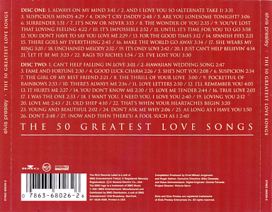 The 50 Greatest Love Songs - USA 2004 - BMG 07863 68026 2 - Elvis Presley CD