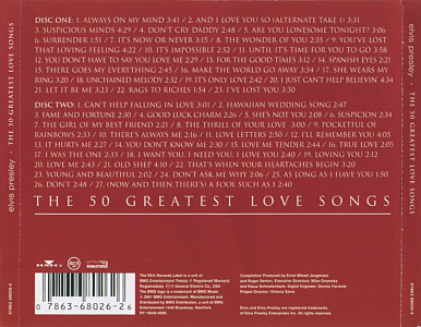 The 50 Greatest Love Songs - USA 2005 - Sony-BMG 07863 68026 2 - Elvis Presley CD