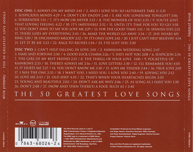 The 50 Greatest Love Songs - USA 2006 - Sony-BMG 07863 68026 2 - Elvis Presley CD