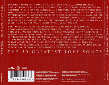 The 50 Greatest Love Songs - USA 2006 - Sony-BMG 07863 68026 2 - Elvis Presley CD The 50 Greatest Love Songs - USA 2006 - Sony-BMG 07863 68026 2 - Elvis Presley CD