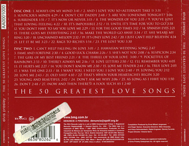 The 50 Greatest Love Songs - BMG 07863680262 - Brazil 2003 - Elvis Presley CD
