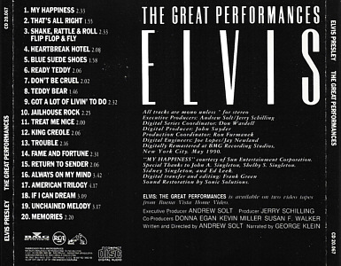 The Great Performances - BMG CD 20.067 - Brazil 1990 - Elvis Presley CD