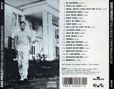 The Great Performances - USA 2000 - BMG 2227-2-R - Elvis Presley CD