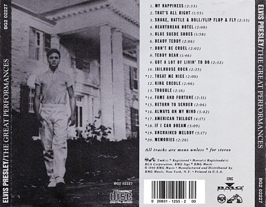 The Great Performances - USA 1994 - BMG BG2 0227 (Columbia Record Club) - Elvis Presley CD
