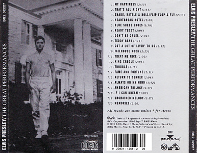The Great Performances - USA 1994 - BMG BG2 0227 (Columbia Record Club) - Elvis Presley CD