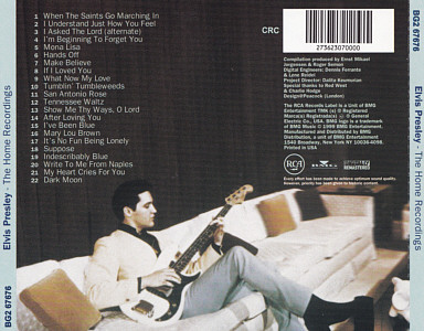 The Home Recordings - USA 2000 - BMG BG2 67676 (Columbia Record Club)  - Elvis Presley CD