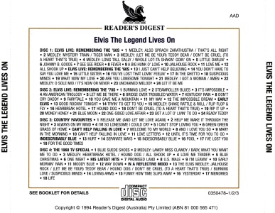 Elvis The Legend Lives On - Australia 1996 - Reader’s Digest 0350478-1/2/3