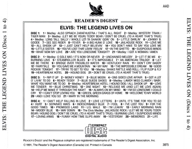 Elvis: The Legend Lives On - Canada 1991 - Reader’s Digest 3875 Elvis: The Legend Lives On - Canada 1991 - Reader’s Digest 3875