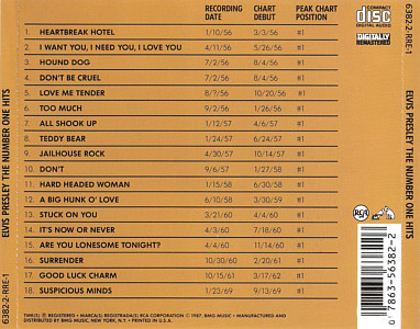 The Number One Hits - USA 1996 - BMG 6382-2-RRE-1 - Elvis Presley CD