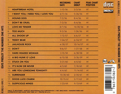 The Number One Hits - USA 1993 - BMG 6382-2-RRE-1 - Elvis Presley CD
