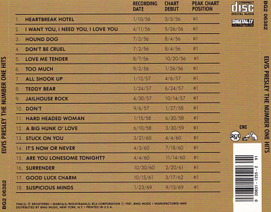 The Number One Hits - USA 1999 - BMG BG2 6382 (Columbia House) - Elvis Presley CD