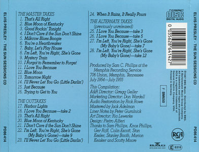 The Sun Sessions CD - Germany 1993 - BMG PD 86414
