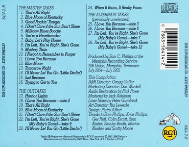 The Sun Sessions CD - USA 1993 - BMG 6414-2-R - Elvis Presley CD