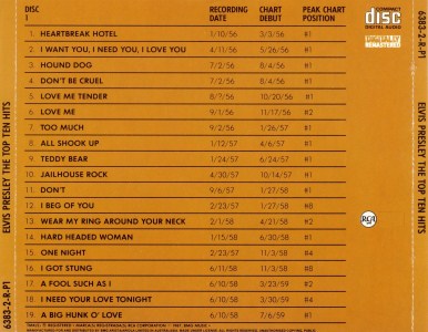 The Top Ten Hits - Australia 1987 - BMG 6383-2-R - Elvis Presley CD