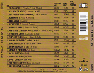 The Top Ten Hits - USA 1996 - BMG BG2 6383 - CRC - Elvis Presley CD