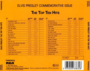 The Top Ten Hits - Germany 1998 - BMG PD 86383(2) - Elvis Presley CD