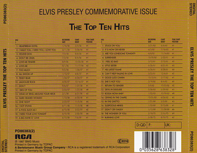 The Top Ten Hits - Germany 2001 - BMG PD 86383(2) - Elvis Presley CD