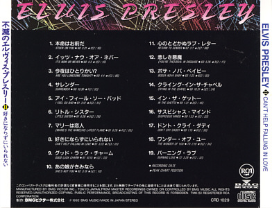 The Top Ten Hits Vol. 2 - Can't Help Falling In Love - Japan - 1992 - BMG CRD 1029 - Elvis Presley CD