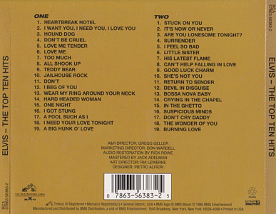 The Top Ten Hits - 07863 56383-2 - BMG - USA 1996 - Elvis Presley CD