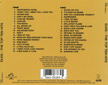 The Top Ten Hits - 07863 56383-2 - BMG - USA 1998 (Glad Products Company Promo) - Elvis Presley CD