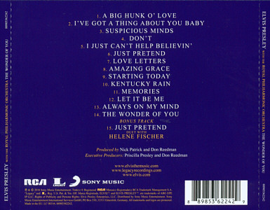 The Wonder Of You - Elvis Presley with the Royal Philharmonic Orchestra - EU 2016 - Sony Legacy 888985362242  - Elvis Presley CD