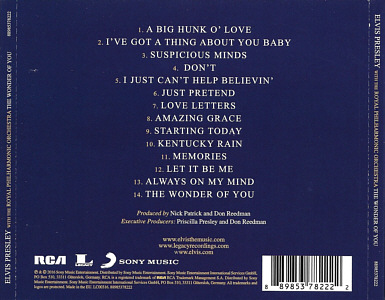 The Wonder Of You - Elvis Presley with the Royal Philharmonic Orchestra - UK 2016 - Sony Legacy 88985378222 - Elvis Presley CD