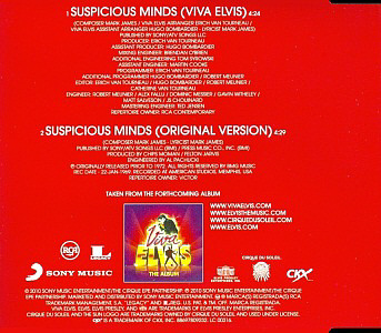 Viva Elvis - Suspicious Minds - EU 2010 - Sony 88697809232