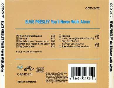 You'll Never Walk Alone - Canada 1993 - BMG CCD-2472 - Elvis Presley CD