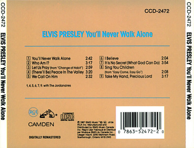 You'll Never Walk Alone - Canada 1992 - BMG CCD-2472 - Elvis Presley CD