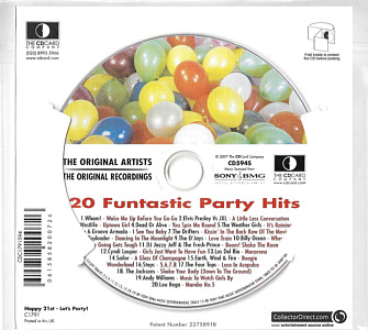 20 Funtastic Party Hits - Happy Birthday 21st ... Let's Party  - UK 2007 - Sony BMG / CD Card Company CD594S - Elvis Presley Various Artist CD