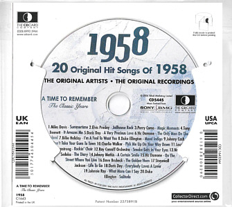 A Time To Remember - The Classic Years 1958 - UK 2006 - Sony / BMG Music Entertainment / CD Card Company CD544S - Elvis Presley Various Artist CD