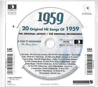 A Time To Remember - The Classic Years 1959 - UK 2006 - Sony / BMG Music Entertainment / CD Card Company CD545S - Elvis Presley Various Artist CD